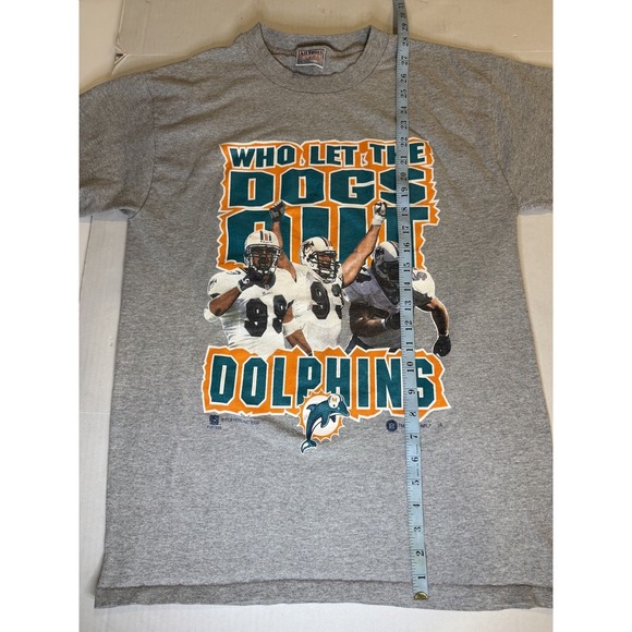Vintage 2000 Miami Dolphins WHO LET THE DOGS OUT T-Shirt Men's Sz L NFL Football - Picture 6 of 6